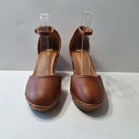 Maurices NEW Preppy Brown Vegan Leather Platform Wedge Heels Size 7.5 - Picture 3 of 15